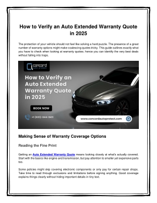 How To Verify An Auto Extended Warranty Quote in 2025