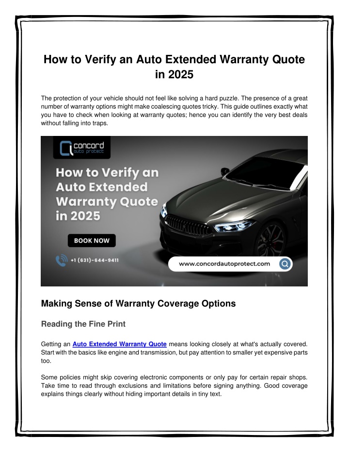 how to verify an auto extended warranty quote