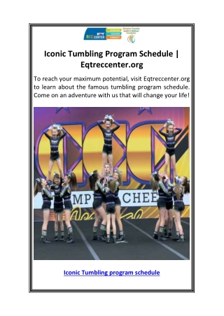 Iconic Tumbling Program Schedule  Eqtreccenter.org