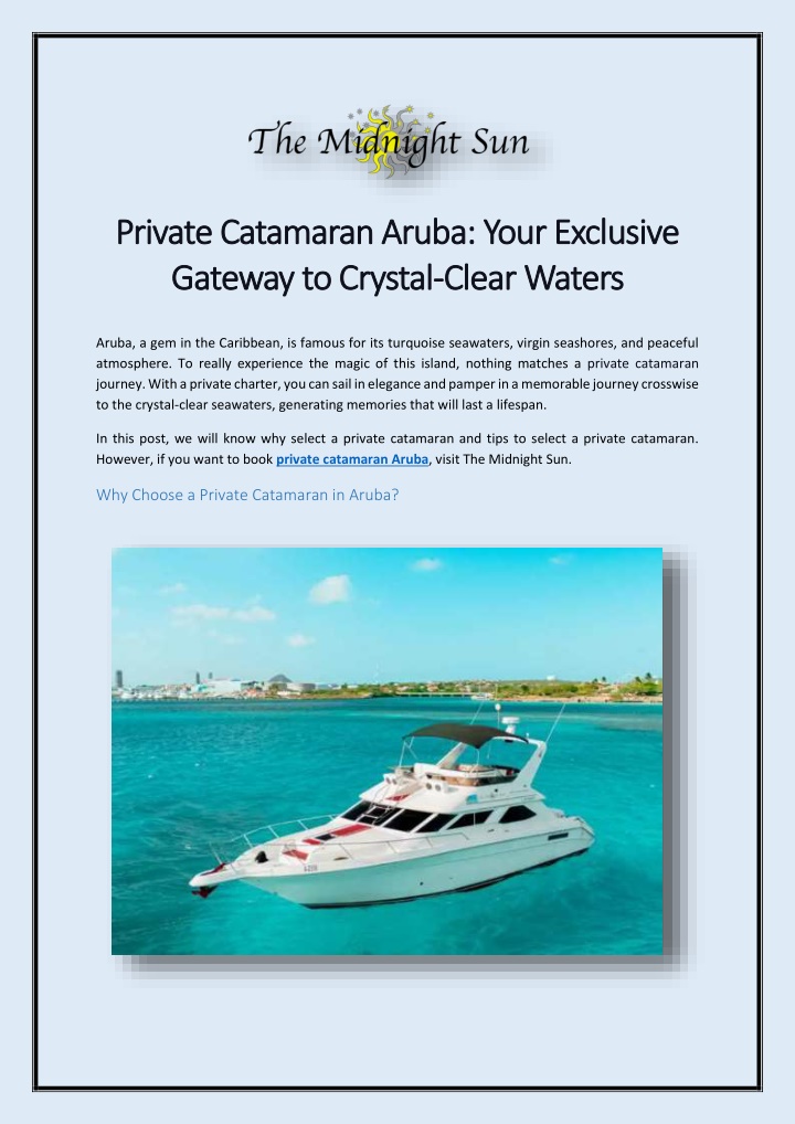 private catamaran aruba your exclusive private