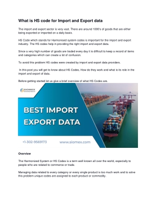 Dhwani-What is HS code for Import and Export data