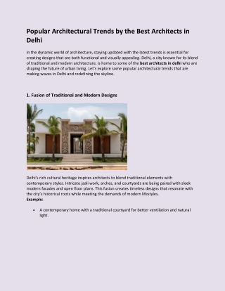 Popular Architectural Trends by the Best Architects in Delhi