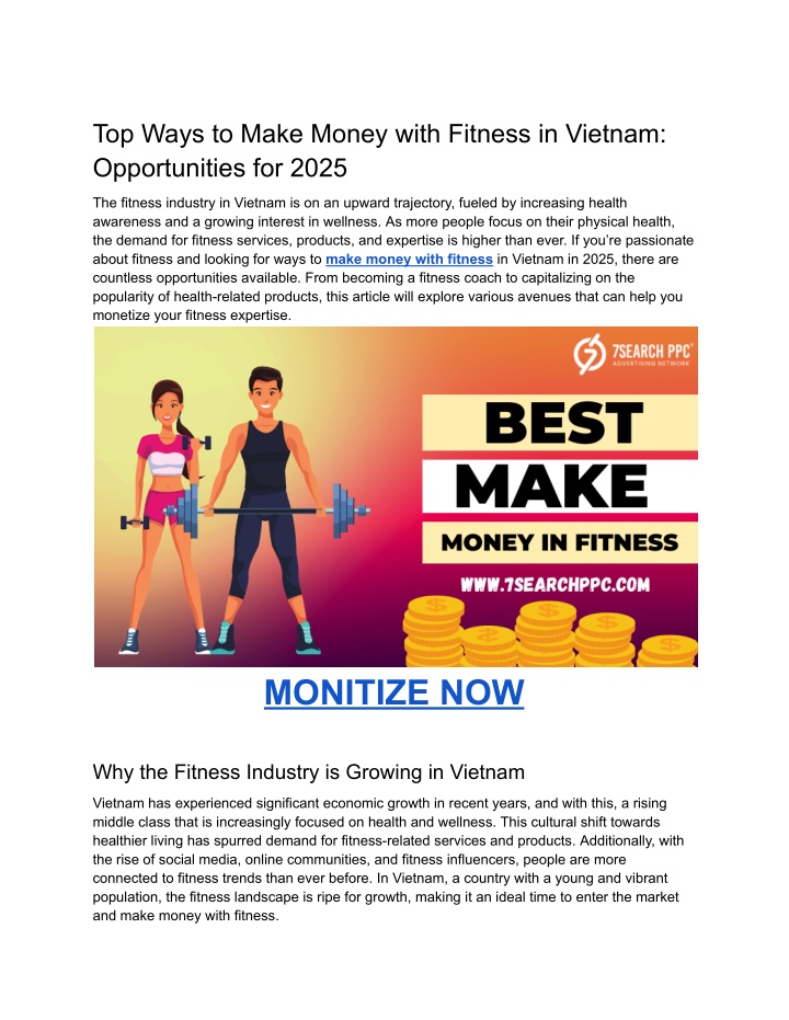 top ways to make money with fitness in vietnam