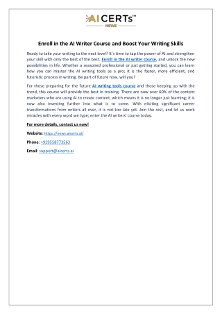 Enroll in the AI Writer Course and Boost Your Writing Skills