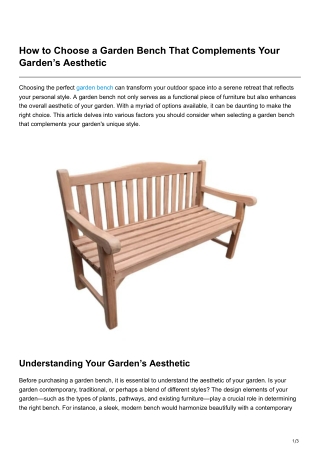 how to choose a garden bench that complements