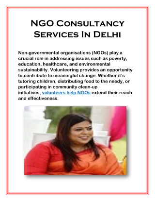 NGO Consultancy Services In Delhi