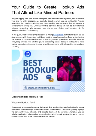 Your Guide to Creating Hookup Ads That Attract Like-Minded Partners