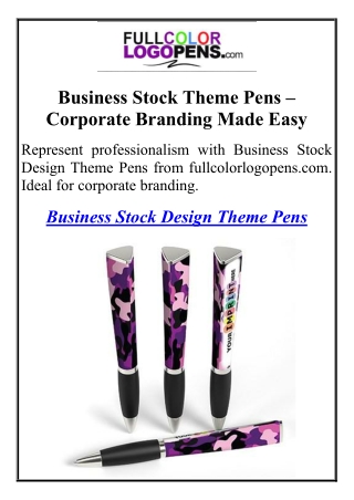 Business Stock Theme Pens – Corporate Branding Made Easy