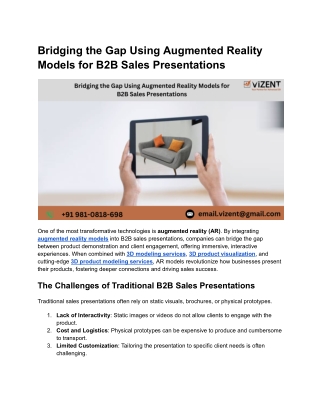 Bridging the Gap Using Augmented Reality Models for B2B Sales Presentations