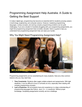 programming assignment help australia a guide