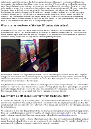 Favorite 3D  online slots  On The Net - Experience the Future