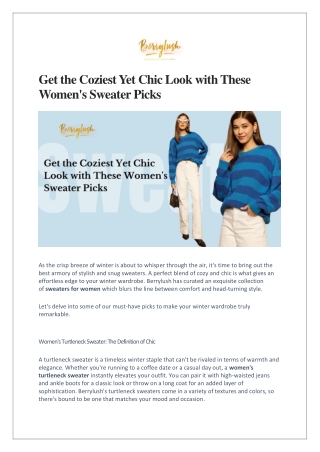 Get the Coziest Yet Chic Look with These Women's Sweater Picks