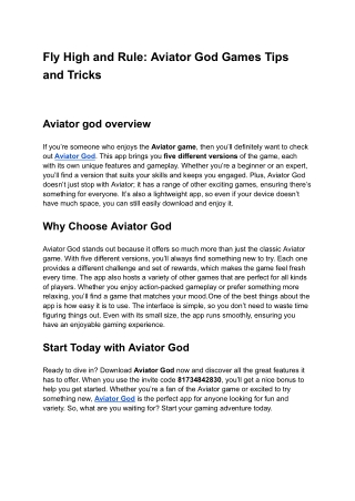 Aviator God Org