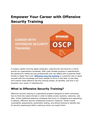 empower your career with offensive security