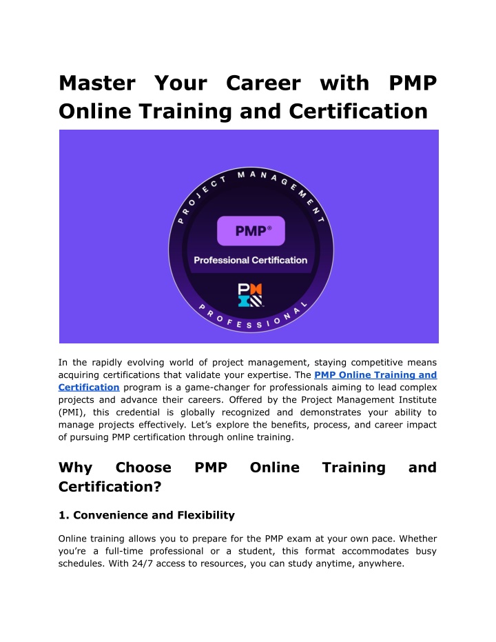 master your career with pmp online training