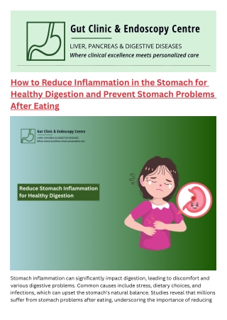 How to Reduce Inflammation in the Stomach for Healthy Digestion and Prevent Stomach Problems After Eating