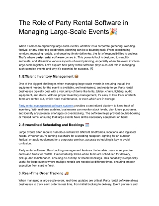 the role of party rental software in managing