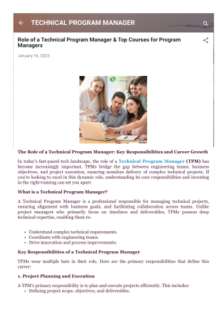 Role of a Technical Program Manager & Top Courses for Program Managers