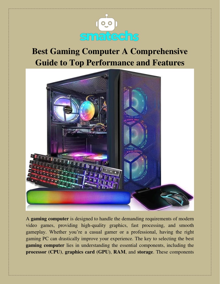 best gaming computer a comprehensive guide