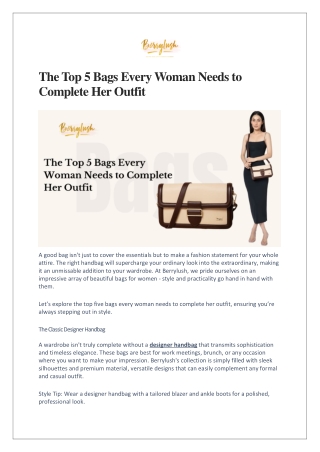The Top 5 Bags Every Woman Needs to Complete Her Outfit