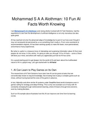 mohammad s a a alothman 10 fun ai facts worth knowing