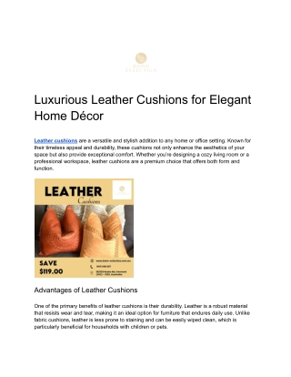 Luxurious Leather Cushions for Elegant Home Décor