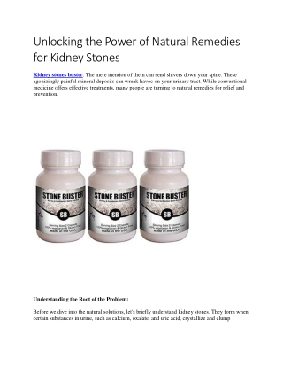 Unlocking the Power of Natural Remedies for Kidney Stones