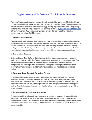 Cryptocurrency MLM Software: Top 7 Pros for Success