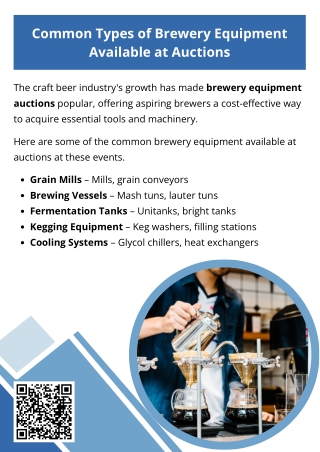 Common Types Of Brewery Equipment Available At Auctions