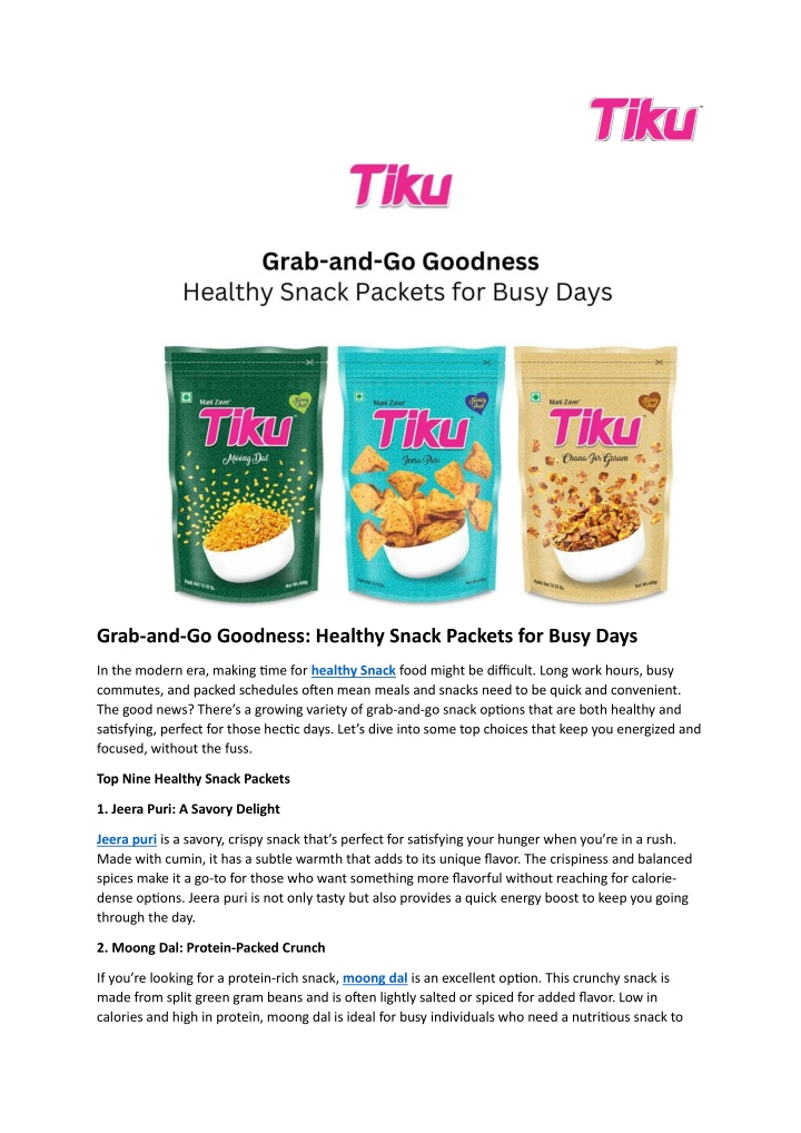 grab and go goodness healthy snack packets