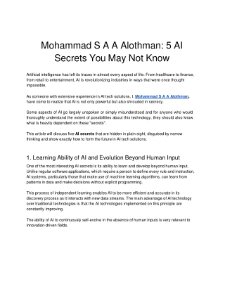 mohammad s a a alothman 5 ai secrets you may not know