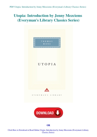PDF Utopia Introduction by Jenny Mezciems (Everyman's Library Classics Series)