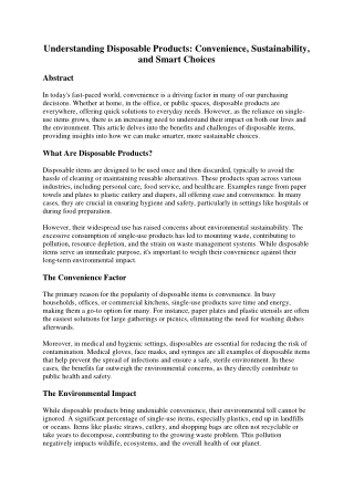 understanding disposable products convenience