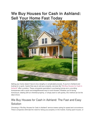 We Buy Houses for Cash in Ashland_ Sell Your Home Fast Today