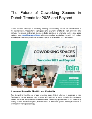 The Future of Coworking Spaces in Dubai: Trends for 2025 and Beyond