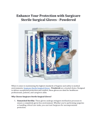 Premium Surgicare Sterile Surgical Gloves - Powdered for Precision and Comfort