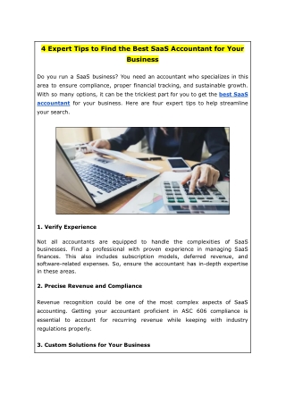 4 Expert Tips to Find the Best SaaS Accountant for Your Business