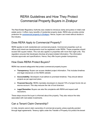 KS Group- RERA Guidelines and How They Protect Commercial Property Buyers in Zirakpur