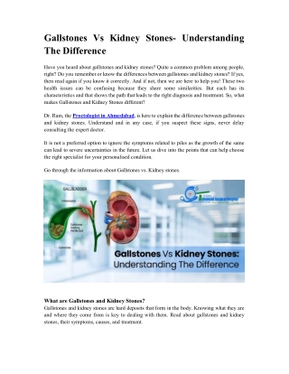 gallstones vs kidney stones understanding