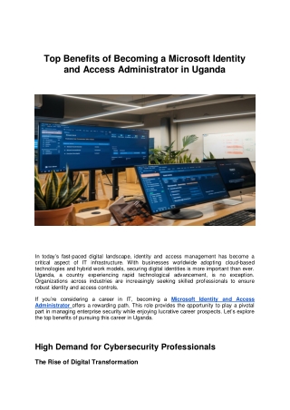 Top Benefits of Becoming a Microsoft Identity and Access Administrator in Uganda