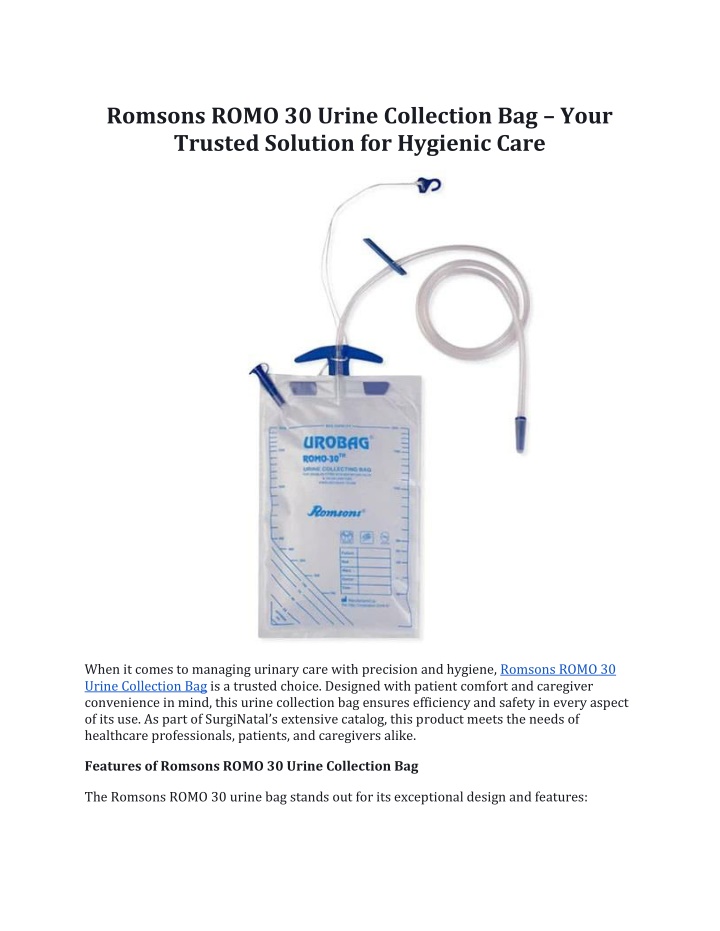 romsons romo 30 urine collection bag your trusted