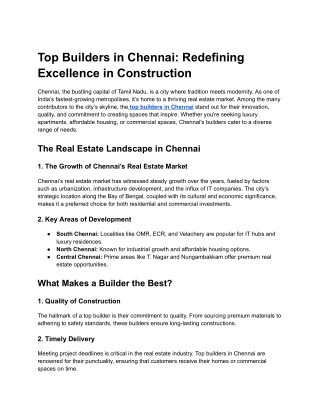Top Builders in Chennai - Traventure Homes
