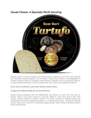 Dutch Cheese Company - Buy Gouda Cheese Online