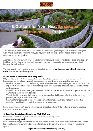 6 Options for Your Next Sandstone Retaining Wall Project
