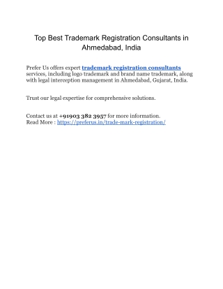 Top Best Trademark Registration Consultants in Ahmedabad, India