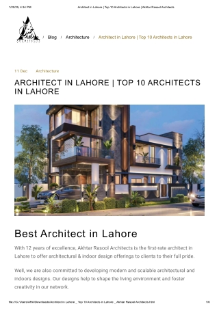 Architect in Lahore _ Top 10 Architects in Lahore _ Akhtar Rasool Architects