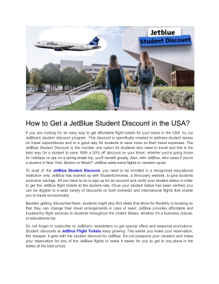 how to get a jetblue student discount in the usa
