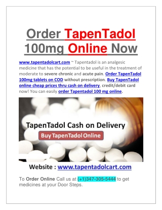 Order TapenTadol 100mg Online Now