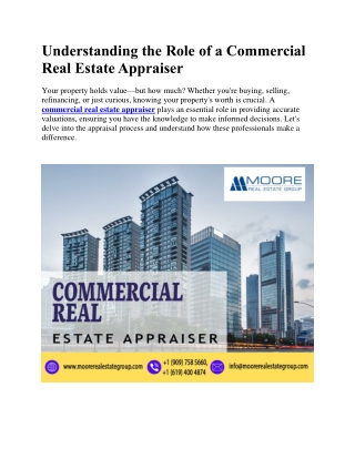 Understanding the Role of a Commercial Real Estate Appraiser