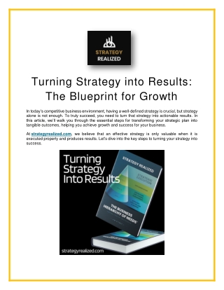 turning strategy into results the blueprint